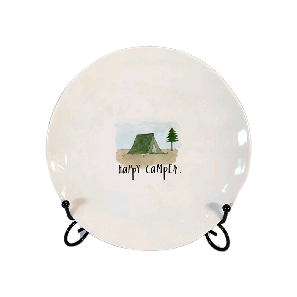 Rae Dunn Artisan Collection By Magenta 22 HAPPY CAMPER 8 INCH PLATE